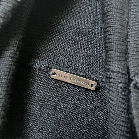 Elie Tahari Turtleneck Sweater Womens S Merino Wool Black Glitter Holiday - Picture 3 of 9